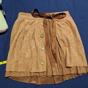 thick autumn color double layer button skirt